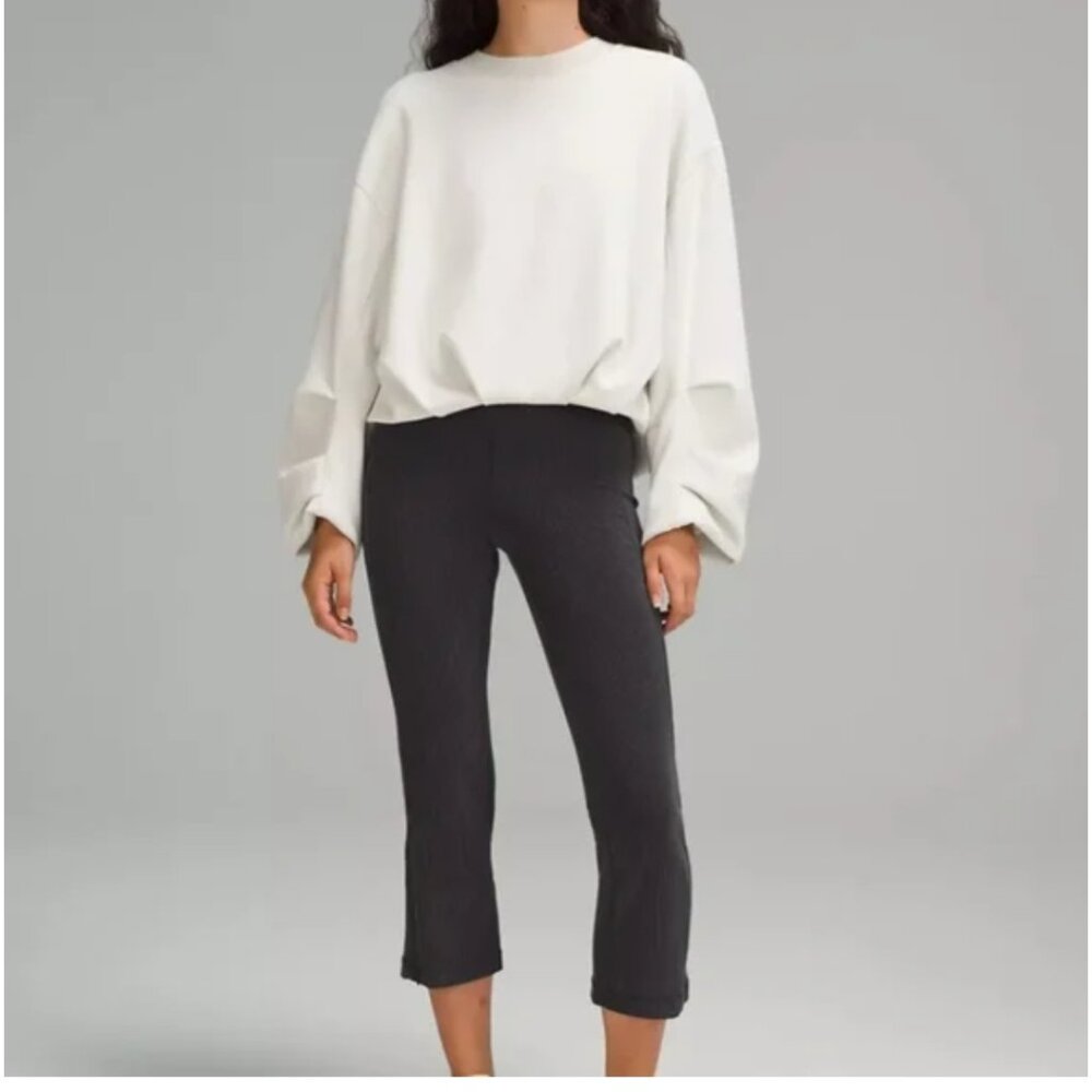 Lululemon Ribbed Softstreme Zip-Leg High-Rise Cropped Pant 25" Black Sz 2 NWT